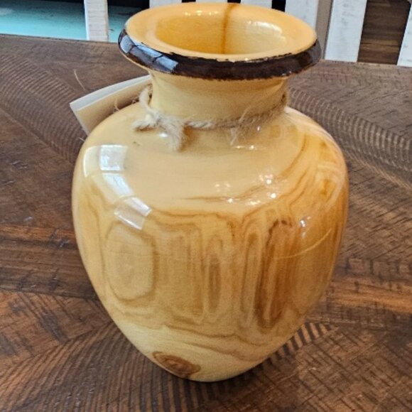 NWT Original Aspen Studio Hand Crafted Solid Wood Vase - Picture 3 of 8